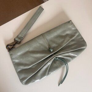 Vintage Hobo Leather Clutch / Wristlet in Sage Green